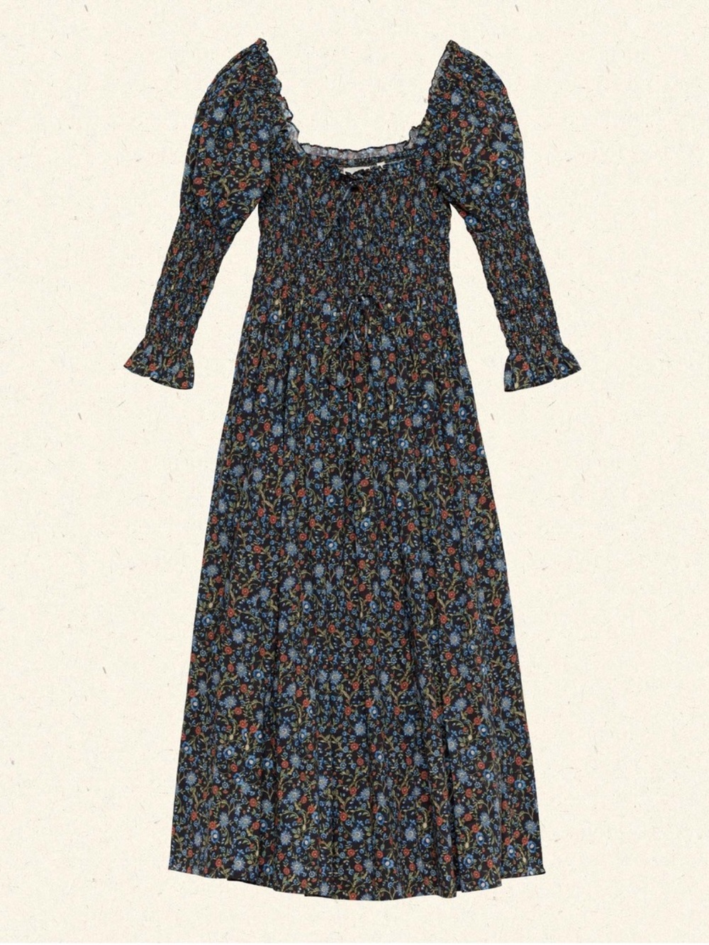 Doen Bijou Dress in Noir Prairie de Montagne Size Medium Floral Puff Sleeve - Picture 2 of 10